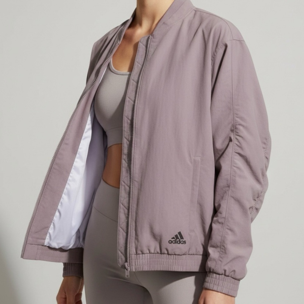 Adidas Women’s Mauve Bomber Jacket Lightweight Zip Up | Size XL